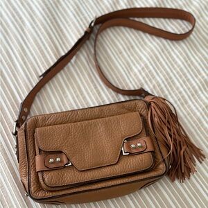 Rebecca Minkoff Brown Leather Crossbody Bag with Tassel Detail
